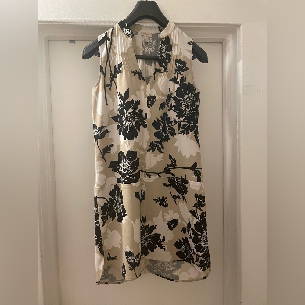 J.Crew Tan, White and black mini dress size 0